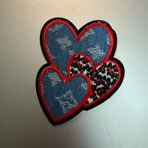 Heart Patch with Red and Blue Iron On Design
